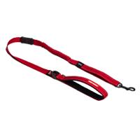 Red adjustable dog lead with padded handle and metal clip