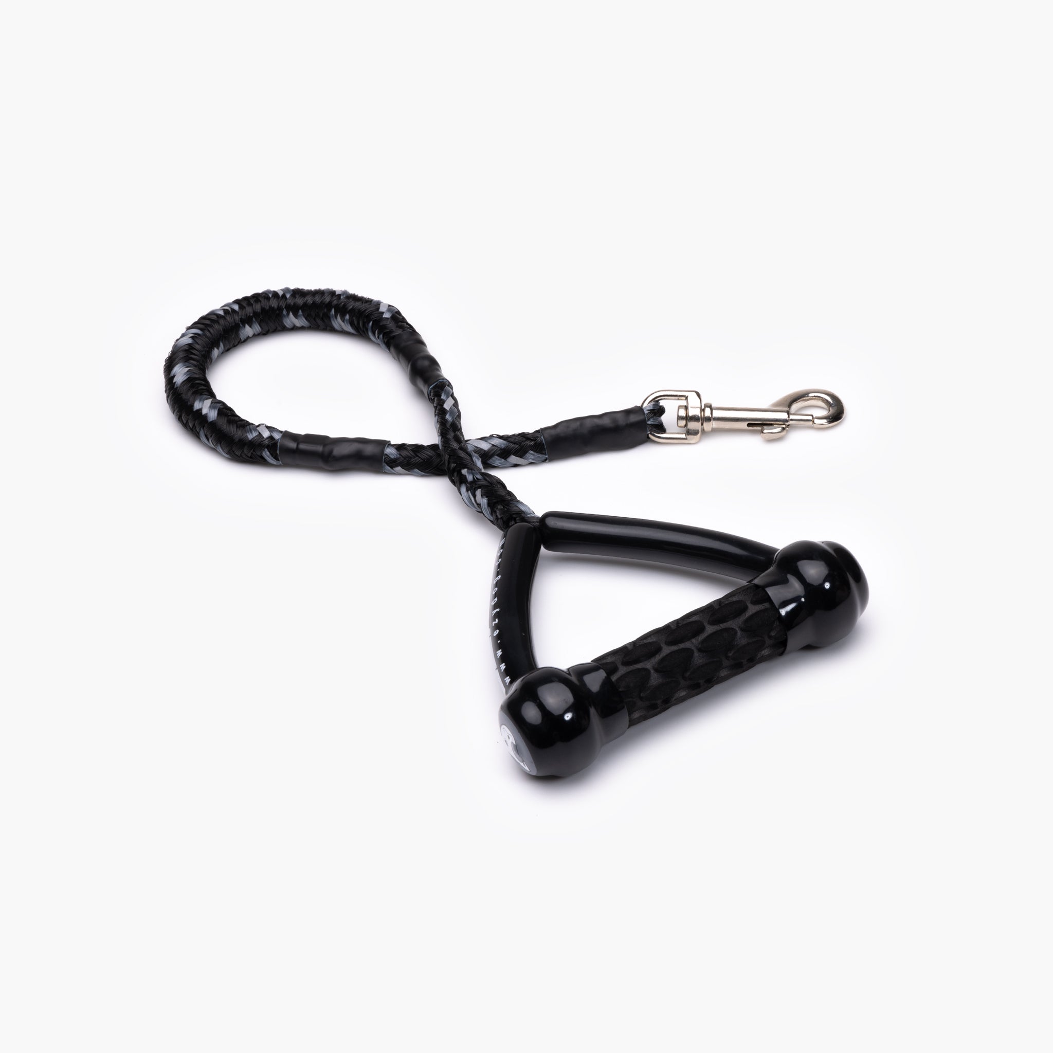 EzyDog Cujo Lead -  A black shock-absorbing dog lead with a water ski-style handle and a metal snap hook.