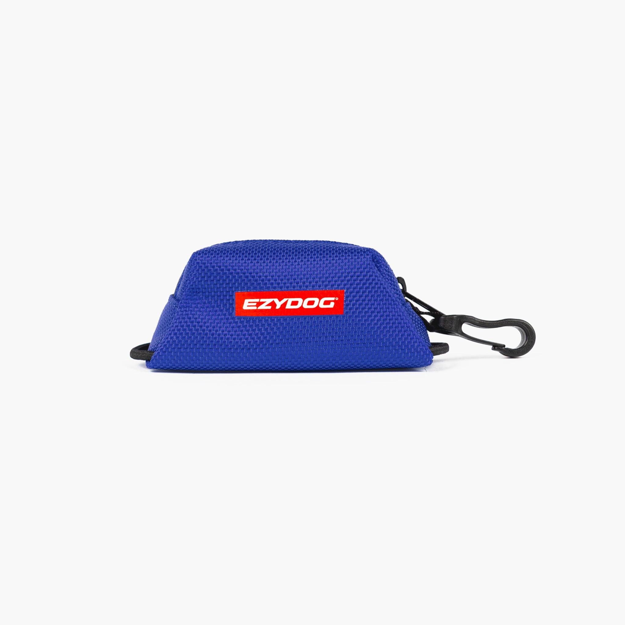 Blue Essential Poop Bag Holder with EzyDog logo on a white background