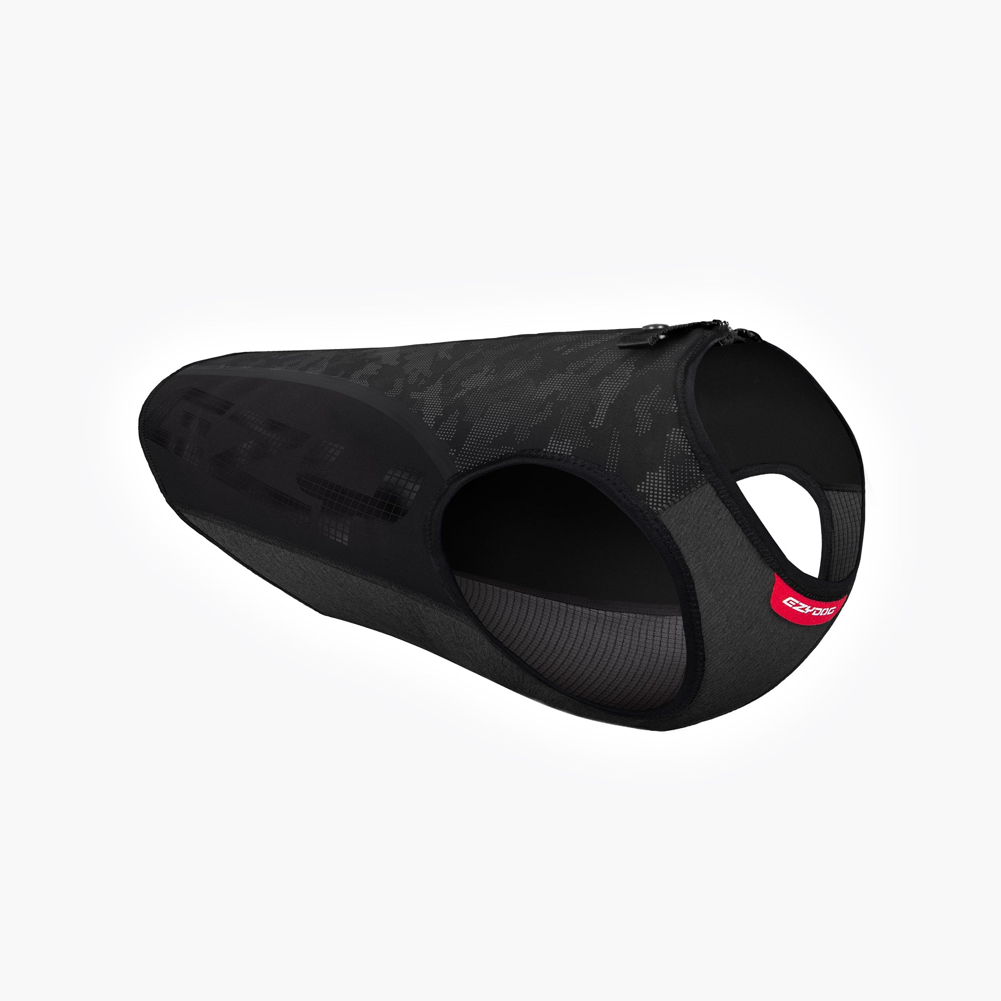 A black Thermax Vest for dogs, designed to be worn underneath a harness/collar, with a red logo visible.